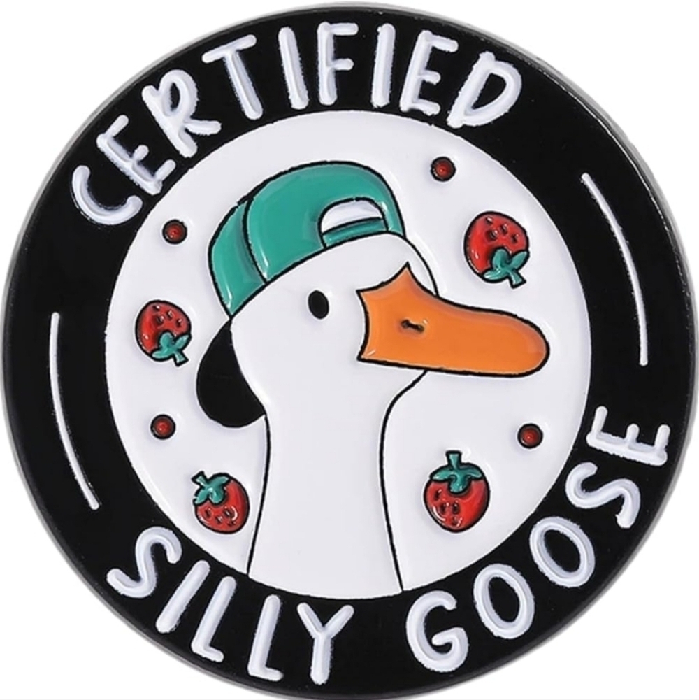 Certified Silly Goose Enamel Pin - Black and White